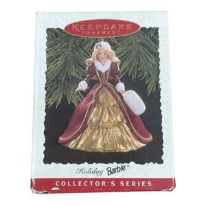 New 1996 Hallmark Keepsake Ornament Holiday Barbie 4th In Series